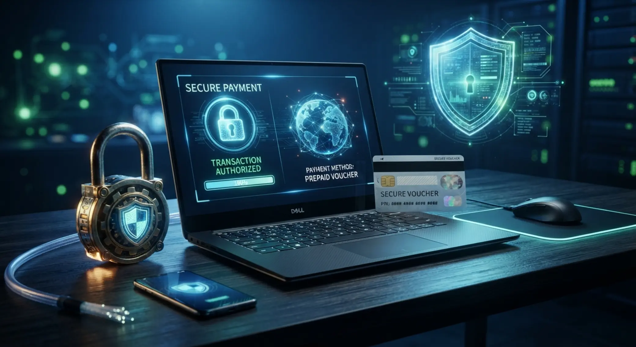 Motyw bezpieczeństwa płatności online z voucherem Paysafecard