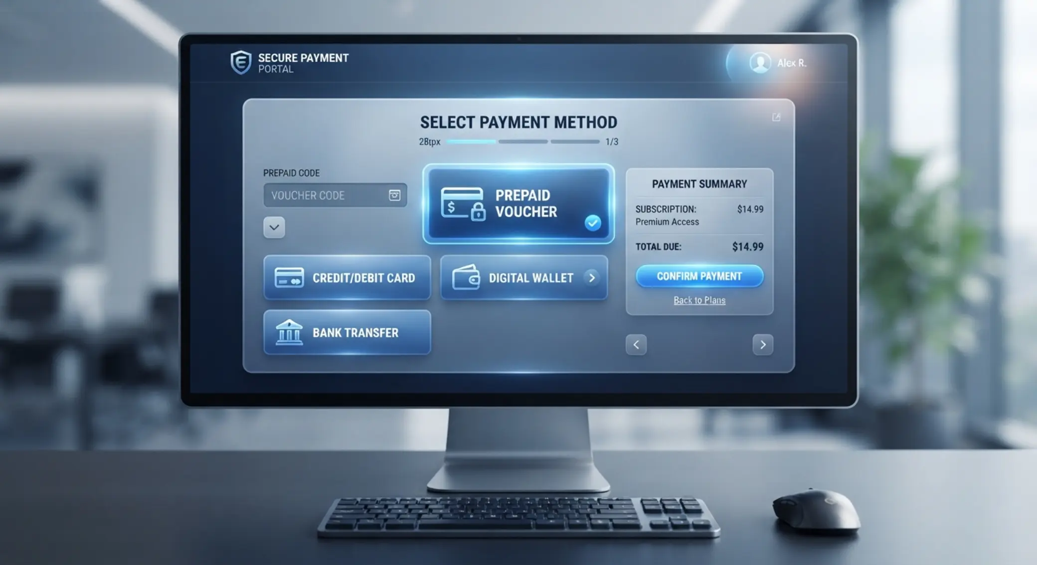 Wpłata prepaid w sekcji płatności Sekcja płatności z zaznaczoną metodą prepaid w panelu gracza